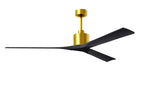 Matthews Fan NKXL-BRBR-BK-72 Nan XL 6-speed ceiling fan in Brushed Brass finish with 72” solid matte black wood blades