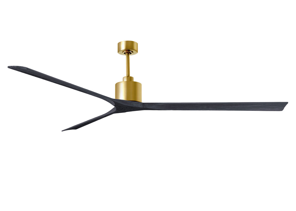 Matthews Fan NKXL-BRBR-BK-90 Nan XL 6-speed ceiling fan in Brushed Brass finish with 90” solid matte black wood blades