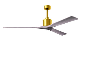 Matthews Fan NKXL-BRBR-BW-72 Nan XL 6-speed ceiling fan in Brushed Brass finish with 72” solid barn wood tone wood blades