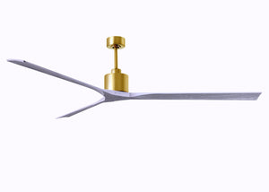 Matthews Fan NKXL-BRBR-BW-90 Nan XL 6-speed ceiling fan in Brushed Brass finish with 90” solid barn wood tone wood blades