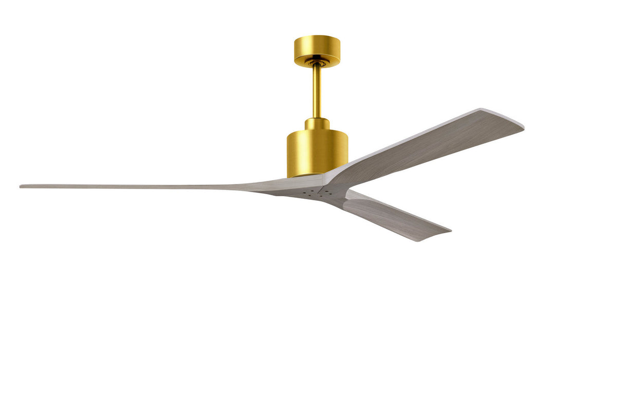 Matthews Fan NKXL-BRBR-GA-72 Nan XL 6-speed ceiling fan in Brushed Brass finish with 72” solid gray ash tone wood blades