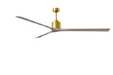 Matthews Fan NKXL-BRBR-GA-90 Nan XL 6-speed ceiling fan in Brushed Brass finish with 90” solid gray ash tone wood blades