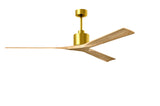 Matthews Fan NKXL-BRBR-LM-72 Nan XL 6-speed ceiling fan in Brushed Brass finish with 72” solid light maple tone wood blades
