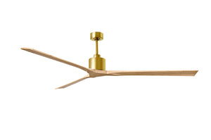 Matthews Fan NKXL-BRBR-LM-90 Nan XL 6-speed ceiling fan in Brushed Brass finish with 90” solid light maple tone wood blades