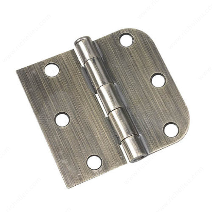 Richelieu 81820FBB 3" Full Mortise Combination Butt Hinge - 5/8" Radius, Black, Assembled, #9 x 3/4" flat head Phillips (included)