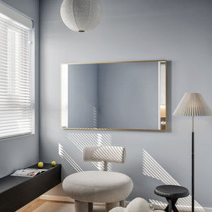 Eviva Gold 48" x 30" Rectangular Gold Metal Framed Mirror