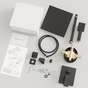 Eviva Edge Shower System with Slide Bar Hand-Shower and Thermostatic Valve in Matte Black