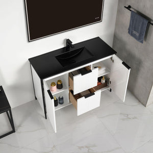 Blossom Zurich 48" Vanity – Double Sink Compatible in Glossy White & Metal Grey