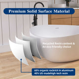 New England Home Goods 63" Wavy Freestanding Tub Solid Surface Freestadning Stone Resin Soaking Bathtub