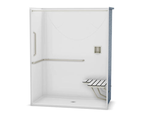 MAAX 106772-000-002-193 OPS-6030 - ANSI Grab Bar and seat AcrylX Alcove Center Drain One-Piece Shower in White