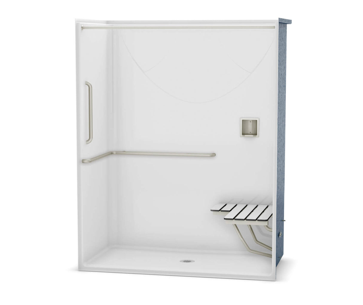 MAAX 106772-000-002-194 OPS-6030 - ANSI Grab Bar and seat AcrylX Alcove Center Drain One-Piece Shower in White