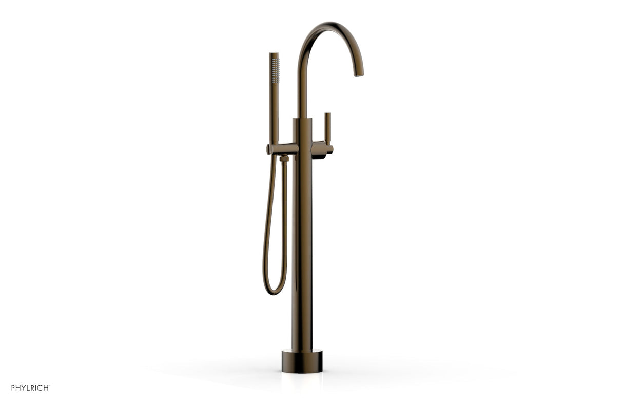Phylrich D130-44-03-047 BASIC Low Floor Mount Tub Filler - Lever Handle with Hand Shower D130-44-03 - Antique Brass
