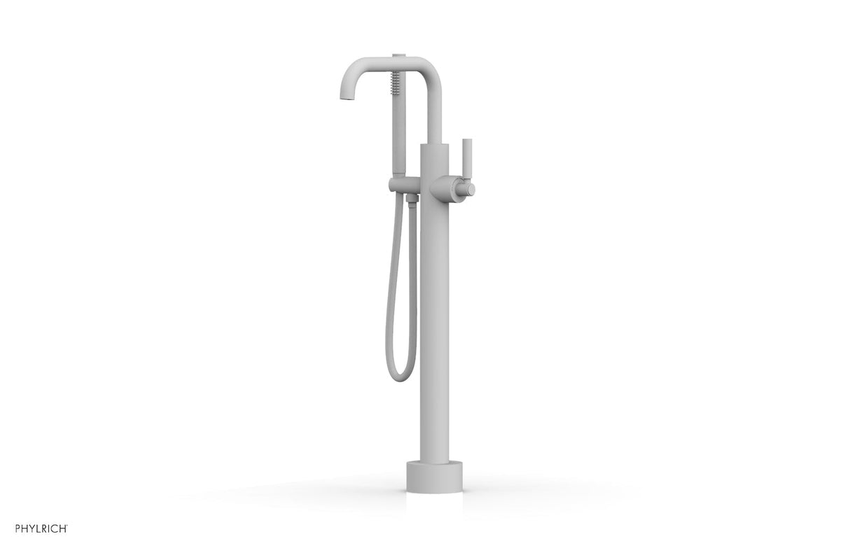 Phylrich D130-45-03-050 BASIC Low Floor Mount Tub Filler - Lever Handle with Hand Shower D130-45-03 - Satin White