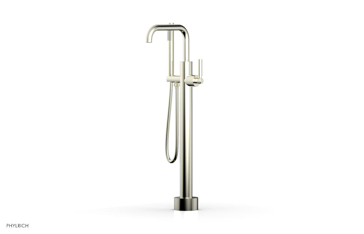 Phylrich D130-45-03-015 BASIC Low Floor Mount Tub Filler - Lever Handle with Hand Shower D130-45-03 - Satin Nickel