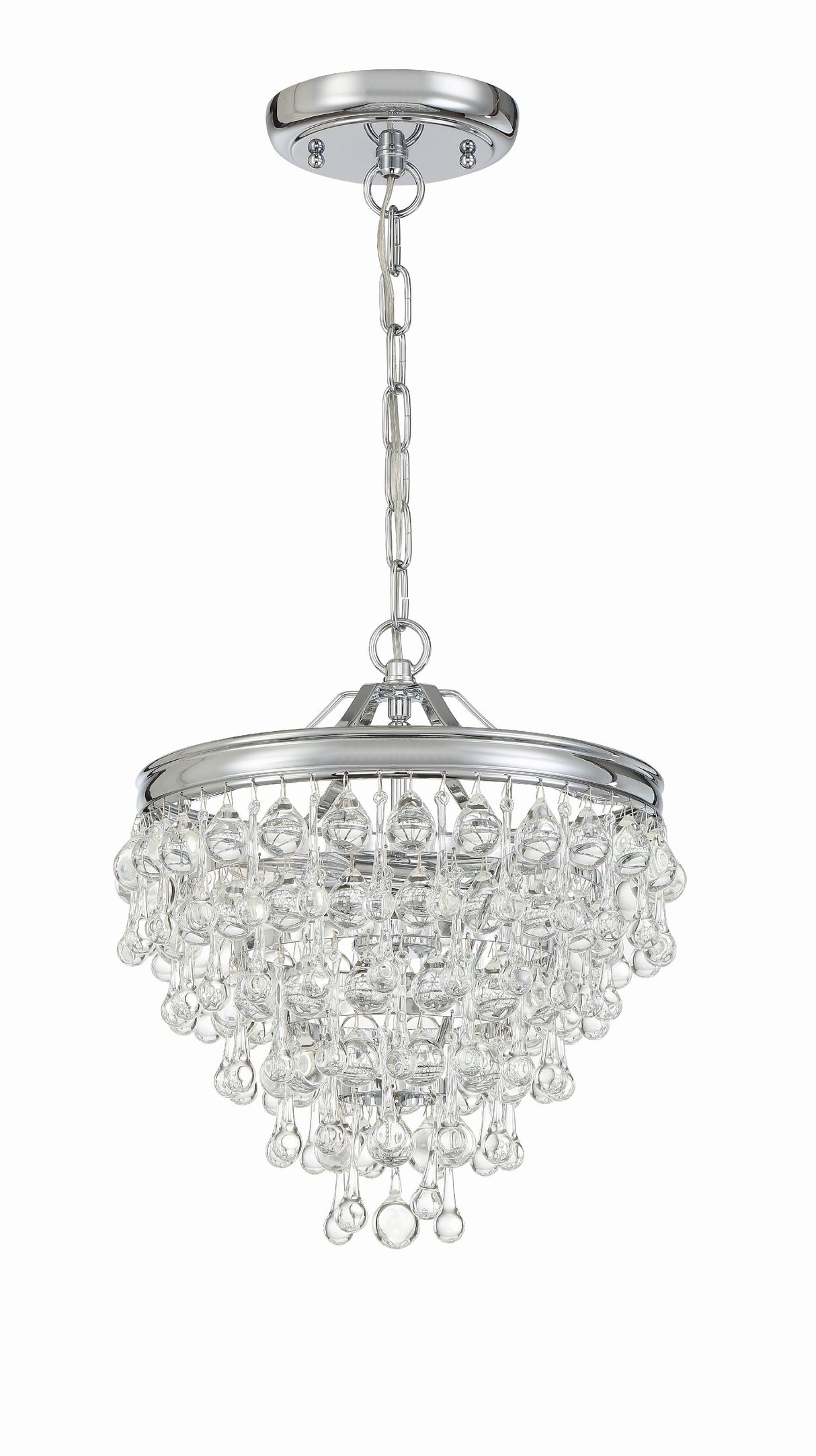 Calypso 3 Light Crystal Teardrop Polished Chrome Mini Chandelier 130-CH