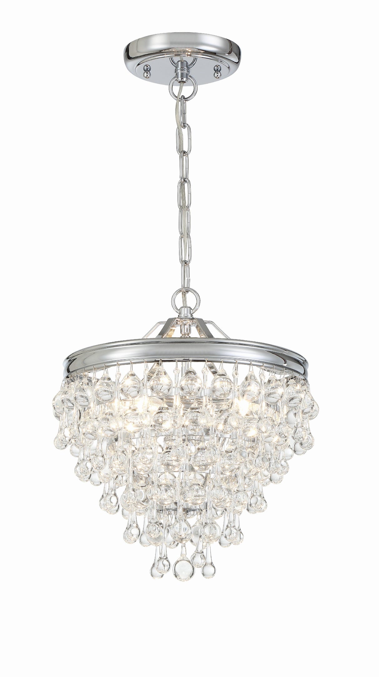 Calypso 3 Light Crystal Teardrop Polished Chrome Mini Chandelier 130-CH