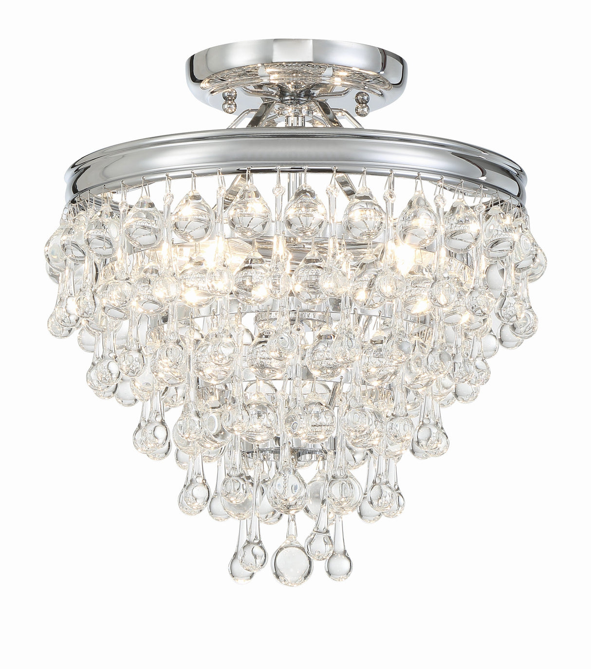 Calypso 3 Light Crystal Teardrop Polished Chrome Semi Flush Mount 130-CH_CEILING