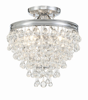 Calypso 3 Light Crystal Teardrop Polished Chrome Semi Flush Mount 130-CH_CEILING