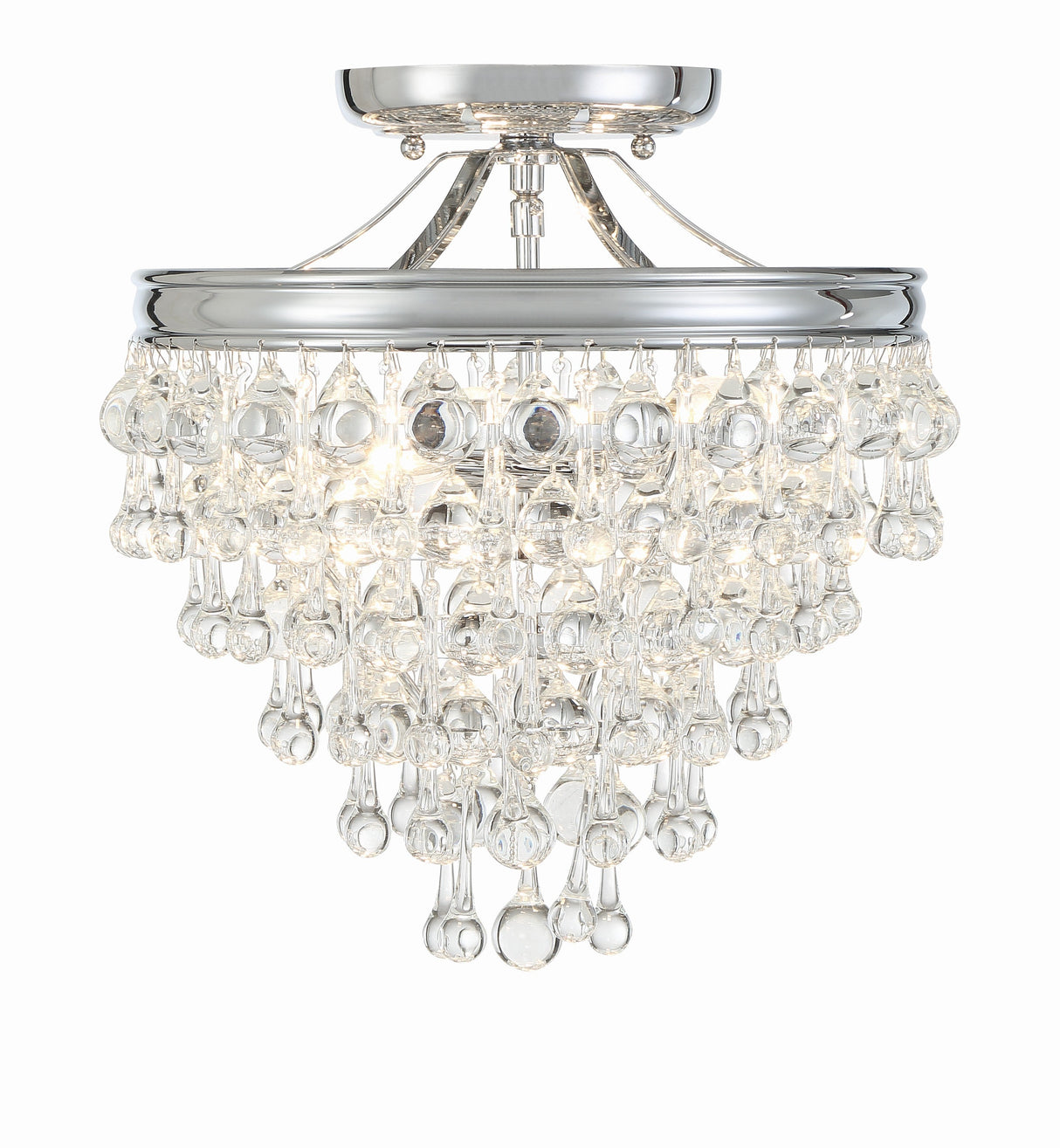 Calypso 3 Light Crystal Teardrop Polished Chrome Semi Flush Mount 130-CH_CEILING