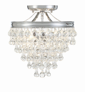 Calypso 3 Light Crystal Teardrop Polished Chrome Semi Flush Mount 130-CH_CEILING