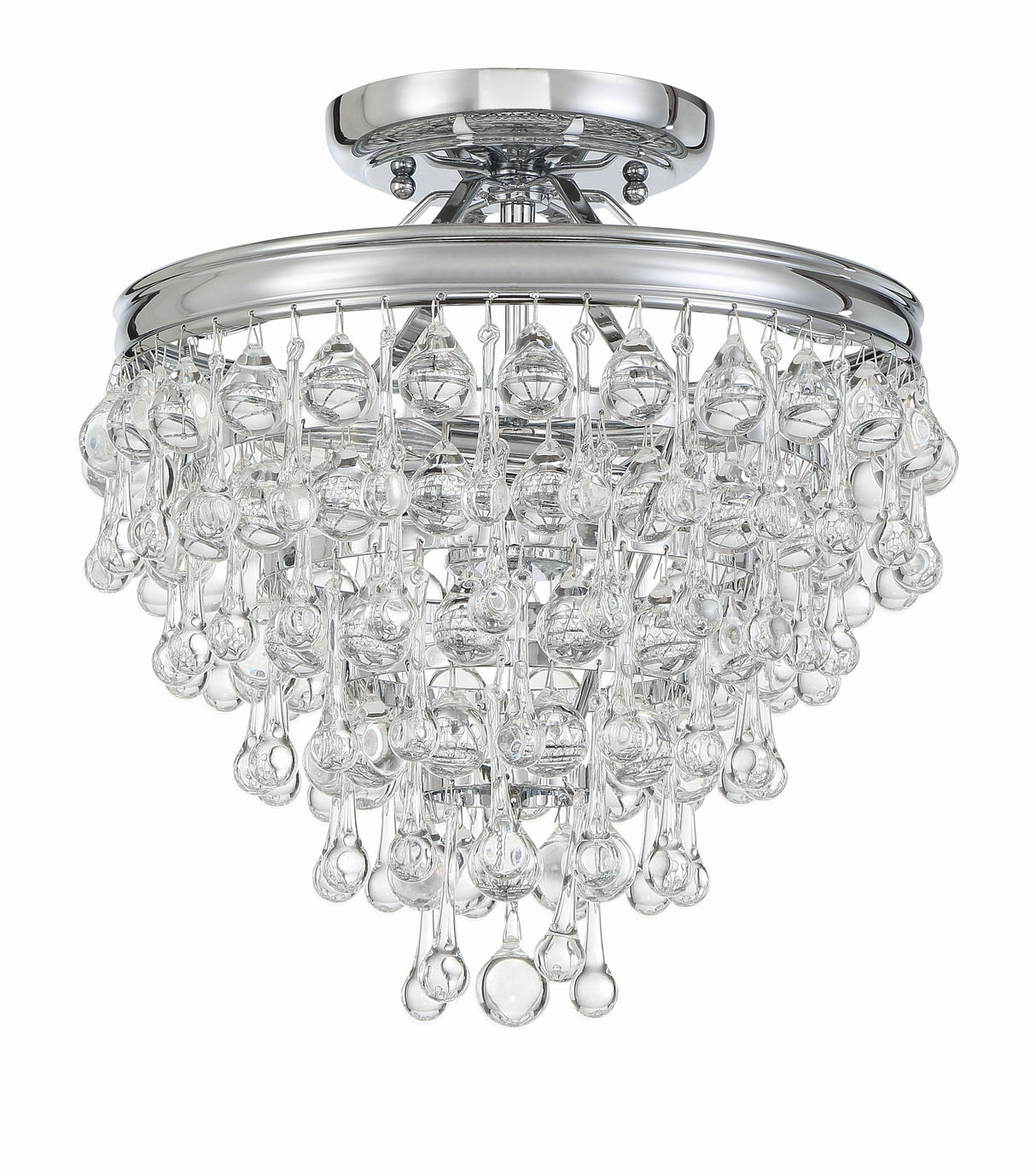 Calypso 3 Light Crystal Teardrop Polished Chrome Semi Flush Mount 130-CH_CEILING