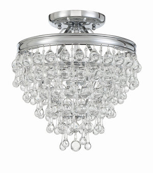 Calypso 3 Light Crystal Teardrop Polished Chrome Semi Flush Mount 130-CH_CEILING