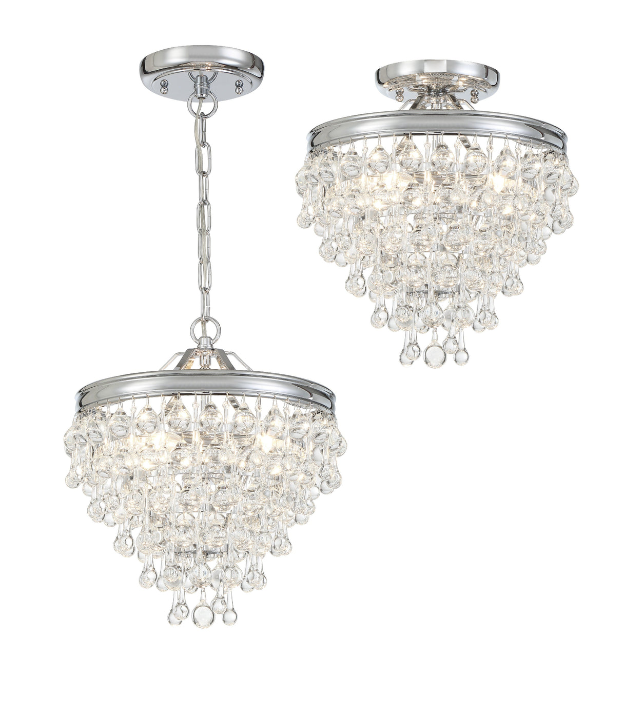 Calypso 3 Light Crystal Teardrop Polished Chrome Semi Flush Mount 130-CH_CEILING