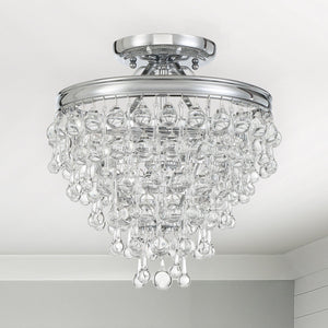 Calypso 3 Light Crystal Teardrop Polished Chrome Semi Flush Mount 130-CH_CEILING