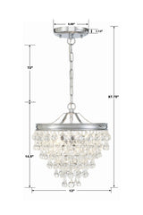 Calypso 3 Light Crystal Teardrop Polished Chrome Mini Chandelier 130-CH