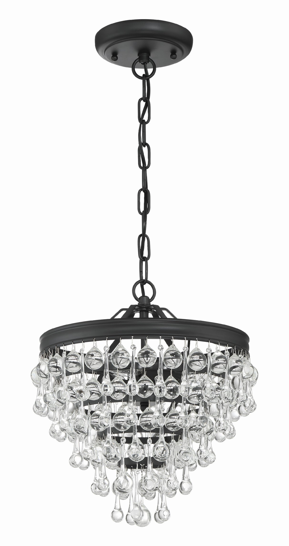 Calypso 3 Light Crystal Teardrop Polished Chrome Mini Chandelier 130-CH