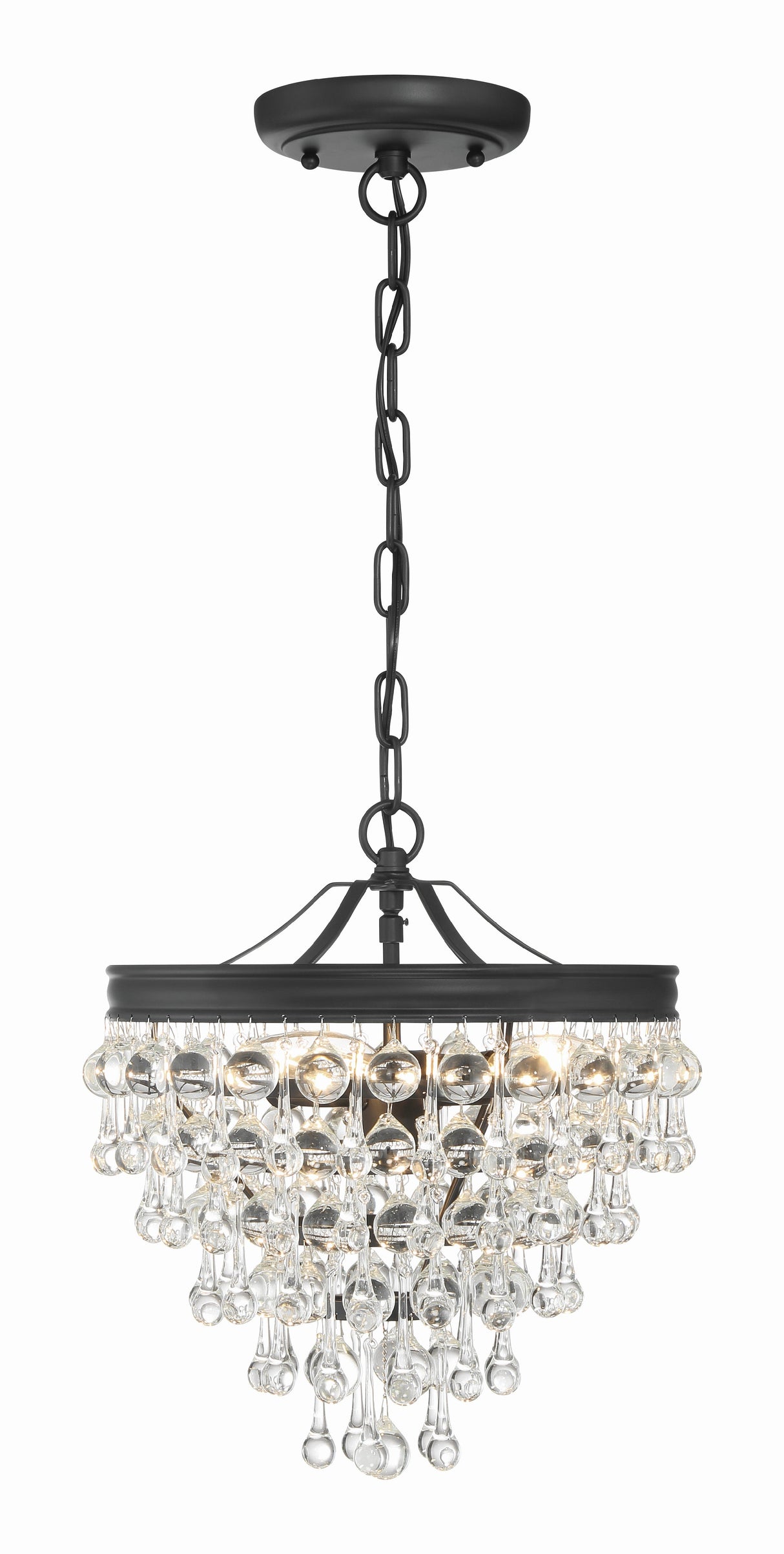 Calypso 3 Light Crystal Teardrop Polished Chrome Mini Chandelier 130-CH