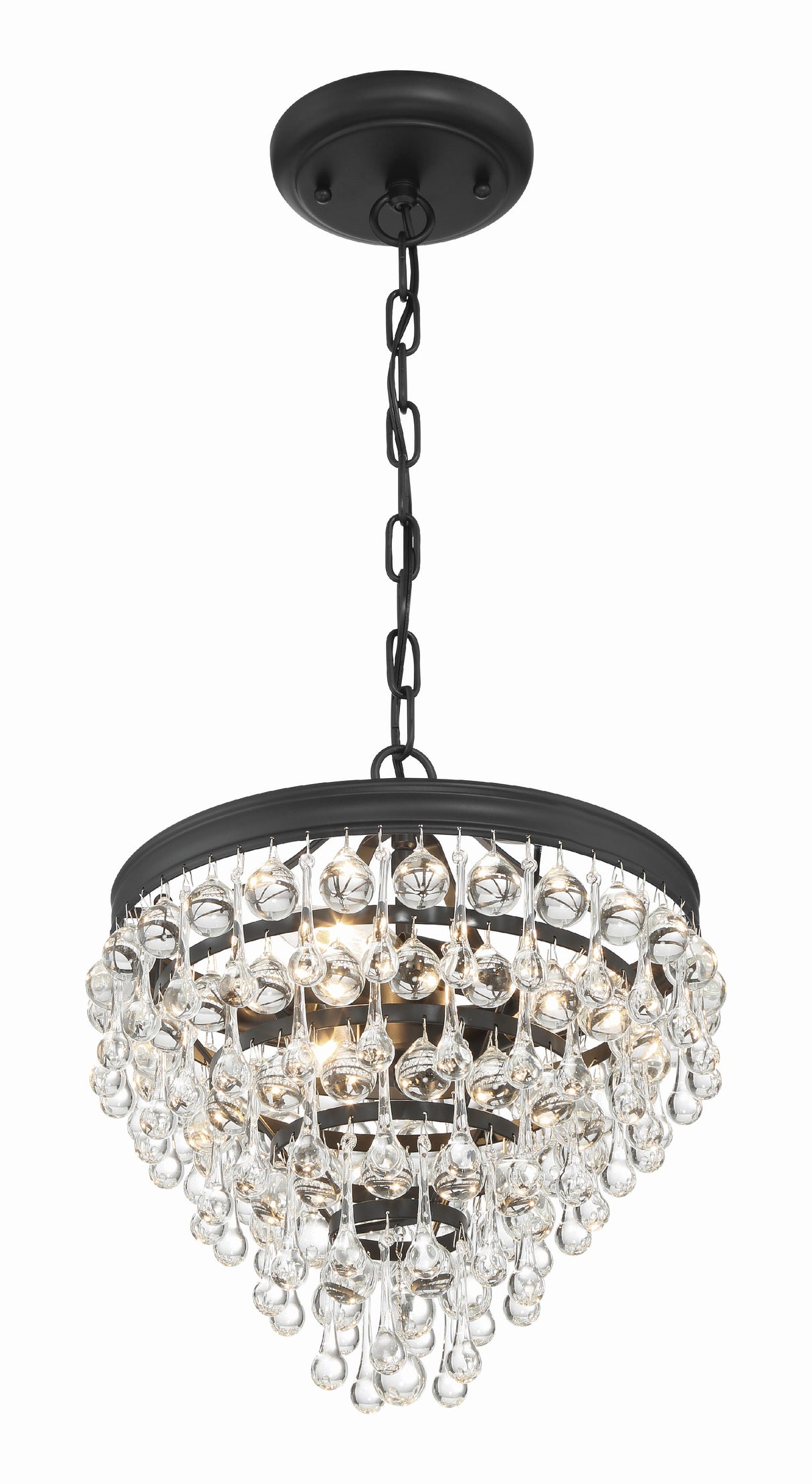 Calypso 3 Light Crystal Teardrop Polished Chrome Mini Chandelier 130-CH