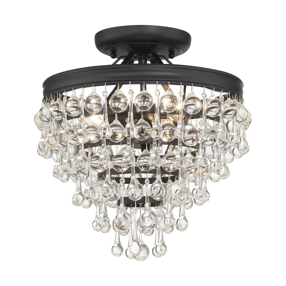 Calypso 3 Light Crystal Teardrop Polished Chrome Semi Flush Mount 130-CH_CEILING