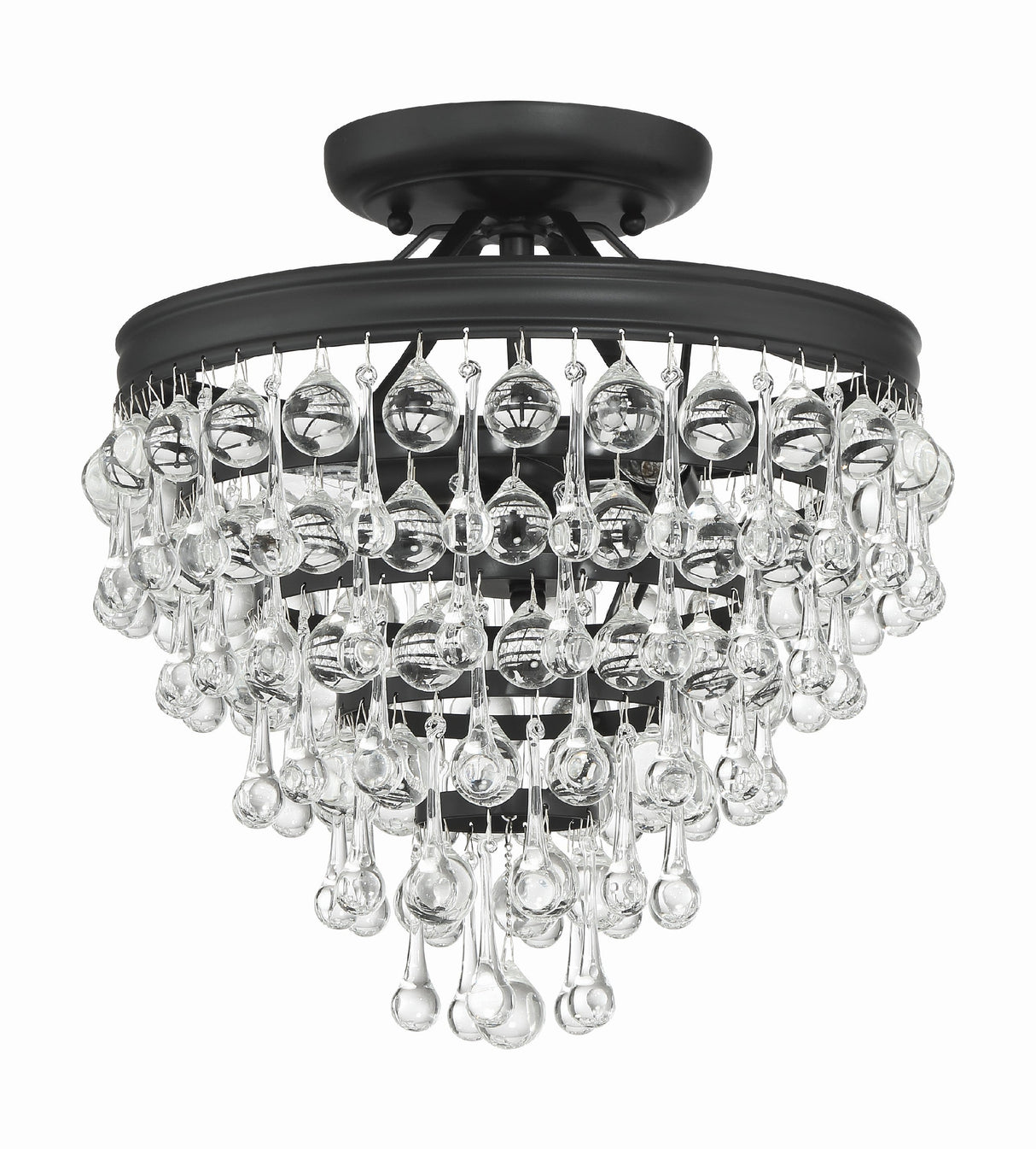 Calypso 3 Light Crystal Teardrop Polished Chrome Semi Flush Mount 130-CH_CEILING