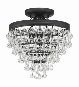 Calypso 3 Light Crystal Teardrop Polished Chrome Semi Flush Mount 130-CH_CEILING