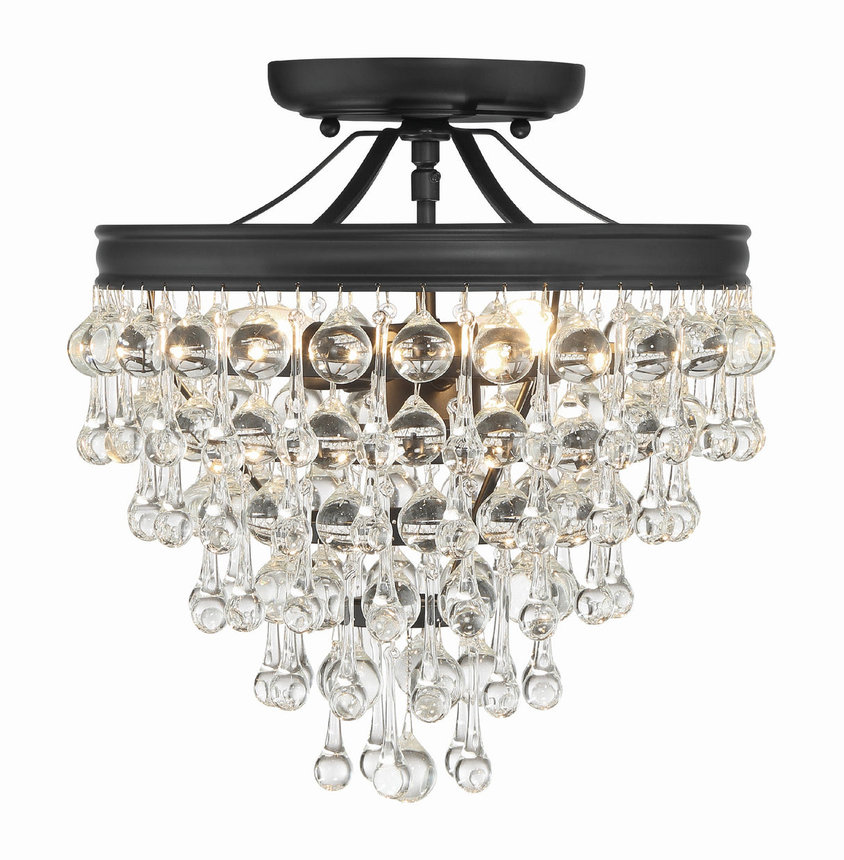 Calypso 3 Light Crystal Teardrop Polished Chrome Semi Flush Mount 130-CH_CEILING