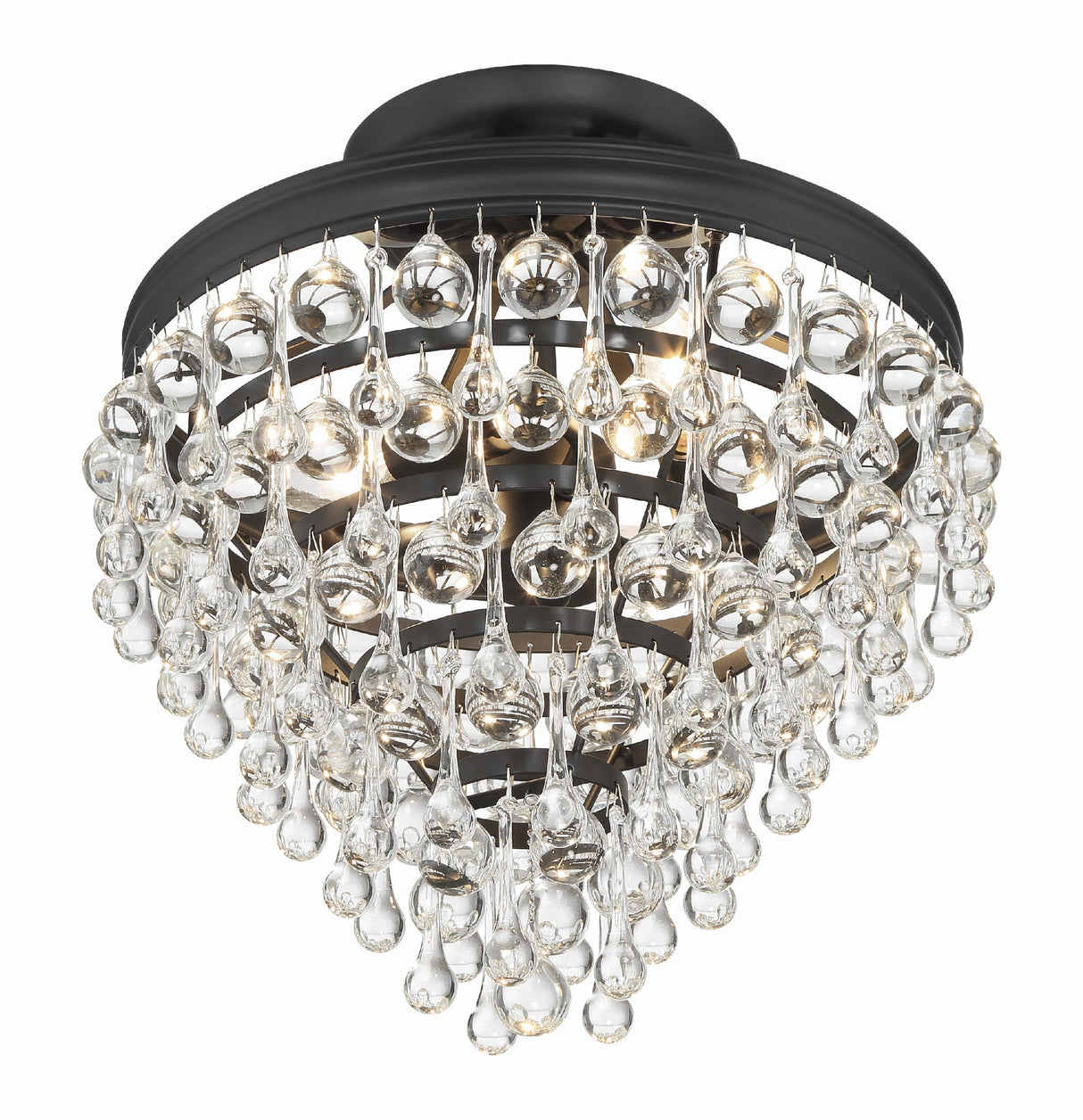 Calypso 3 Light Crystal Teardrop Polished Chrome Semi Flush Mount 130-CH_CEILING