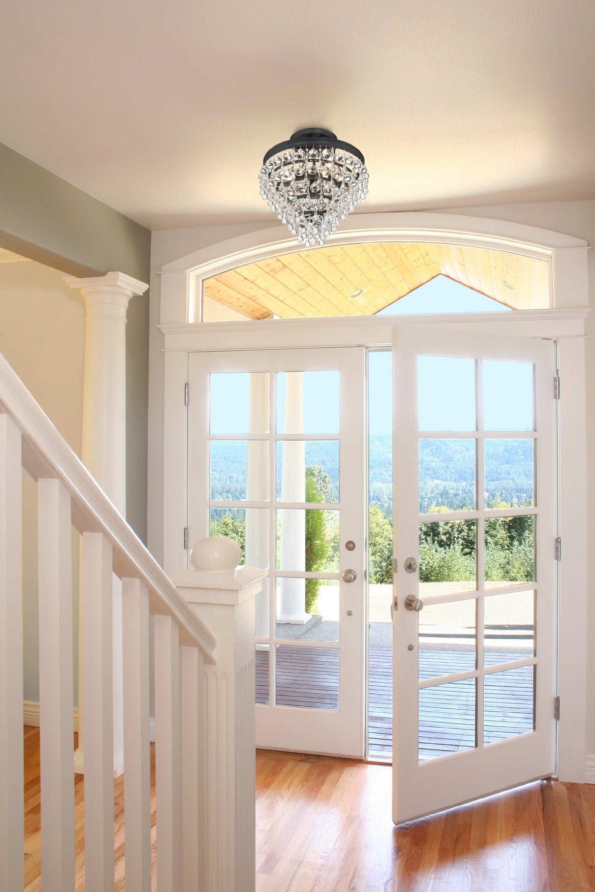 Calypso 3 Light Crystal Teardrop Polished Chrome Semi Flush Mount 130-CH_CEILING