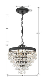 Calypso 3 Light Crystal Teardrop Polished Chrome Mini Chandelier 130-CH