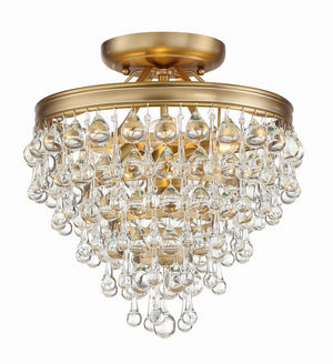 Calypso 3 Light Crystal Teardrop Polished Chrome Semi Flush Mount 130-CH_CEILING