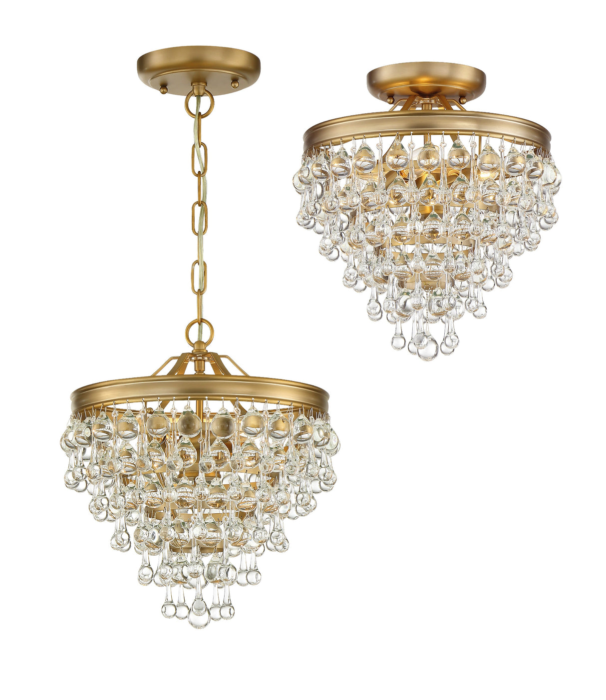 Calypso 3 Light Crystal Teardrop Polished Chrome Semi Flush Mount 130-CH_CEILING