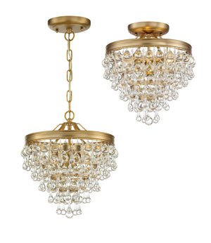 Calypso 3 Light Crystal Teardrop Polished Chrome Semi Flush Mount 130-CH_CEILING