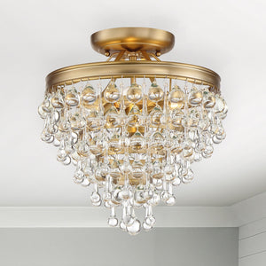 Calypso 3 Light Crystal Teardrop Polished Chrome Semi Flush Mount 130-CH_CEILING
