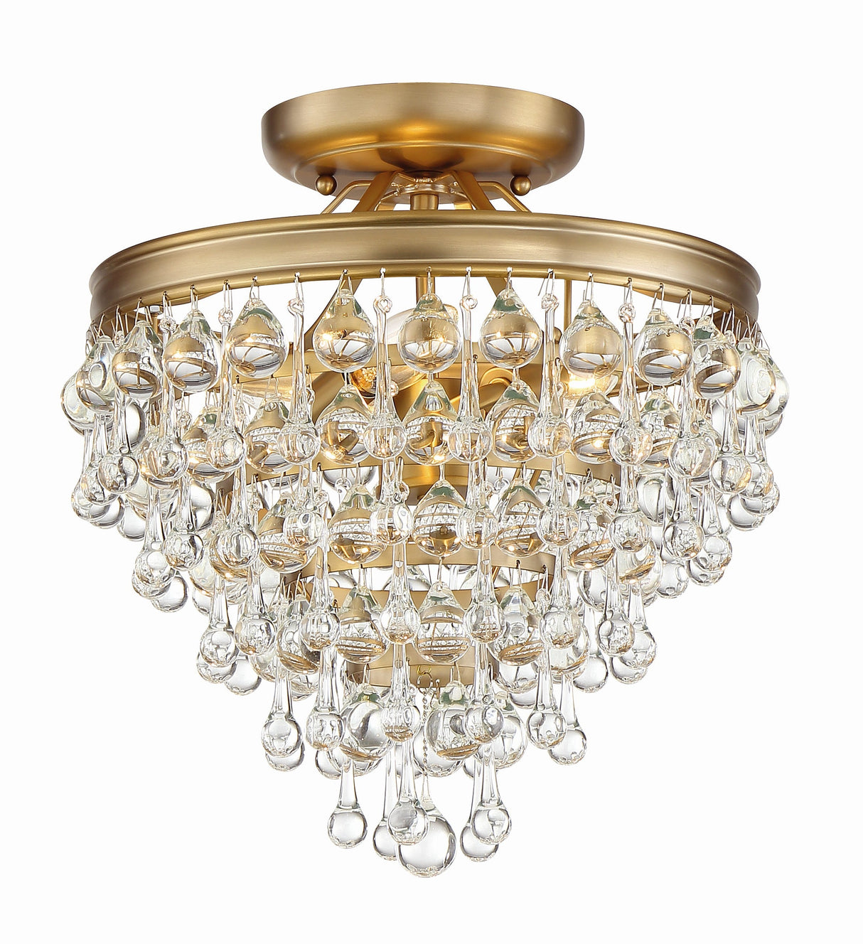 Calypso 3 Light Crystal Teardrop Vibrant Gold Semi Flush Mount 130-VG_CEILING