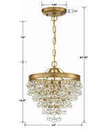 Calypso 3 Light Crystal Teardrop Polished Chrome Mini Chandelier 130-CH