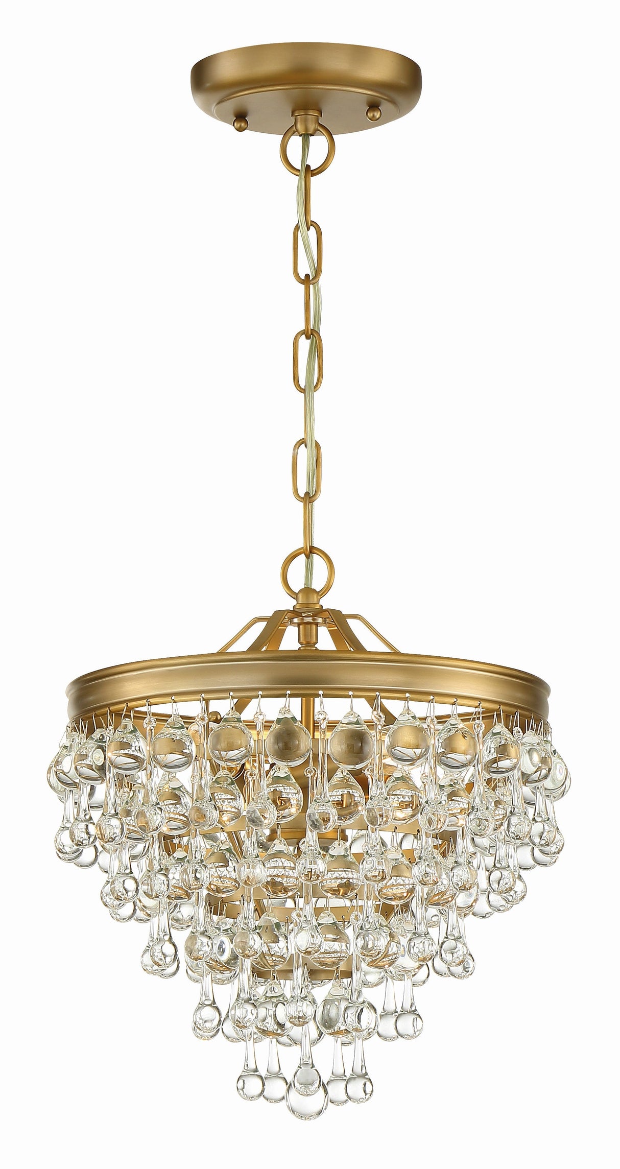 Calypso 3 Light Crystal Teardrop Vibrant Gold Mini Chandelier 130-VG