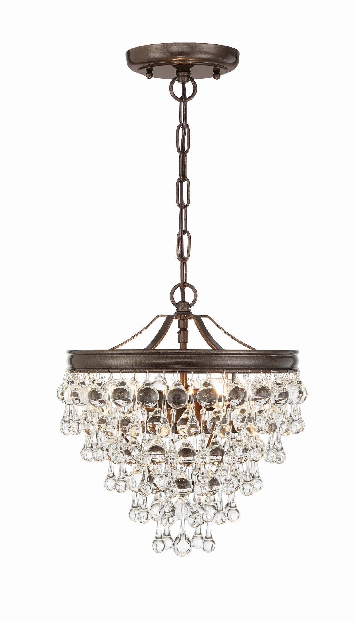 Calypso 3 Light Crystal Teardrop Polished Chrome Mini Chandelier 130-CH