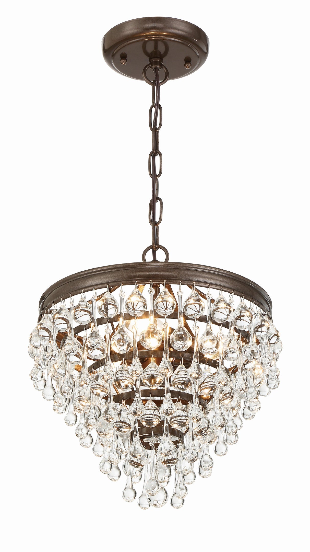 Calypso 3 Light Crystal Teardrop Polished Chrome Mini Chandelier 130-CH