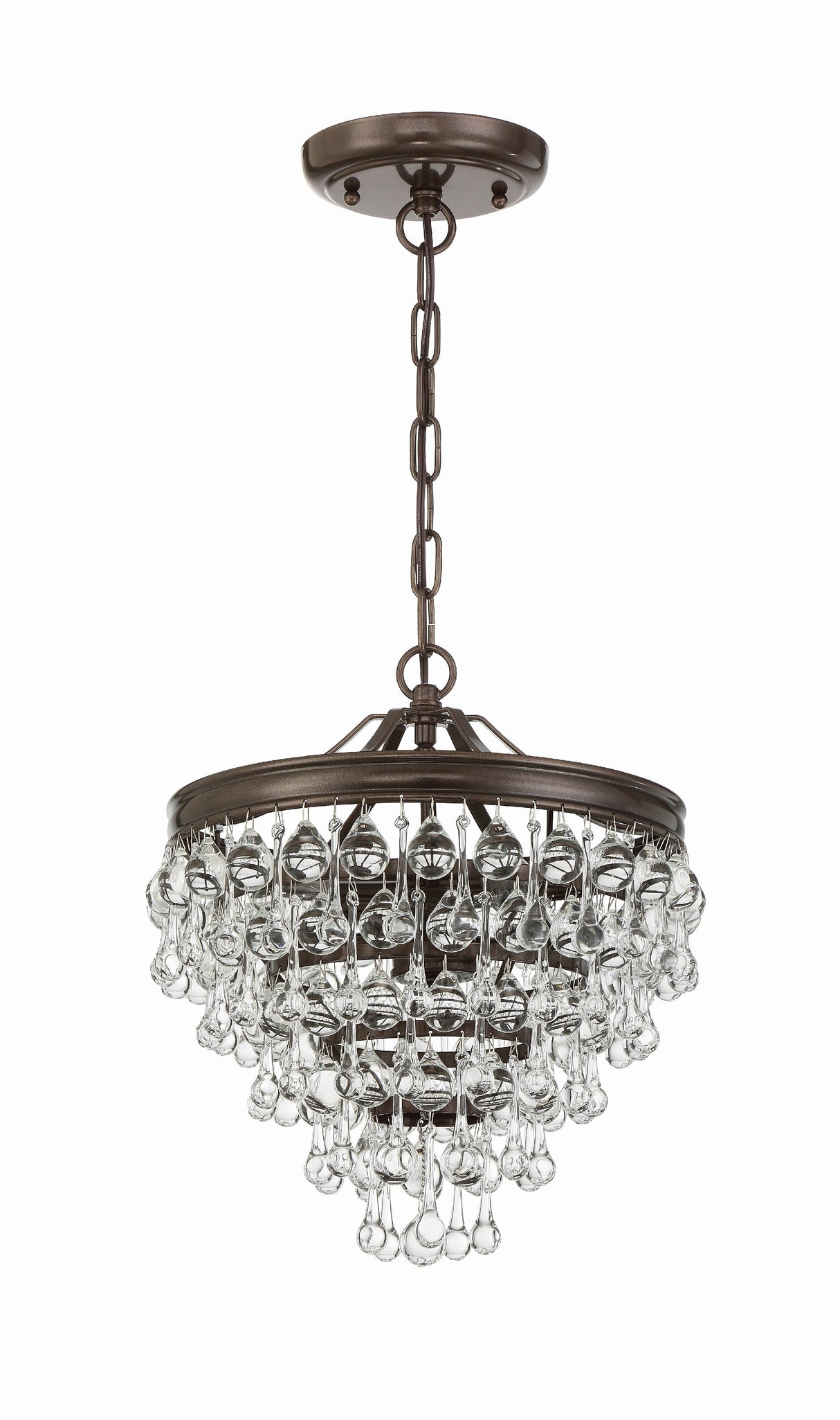 Calypso 3 Light Crystal Teardrop Polished Chrome Mini Chandelier 130-CH