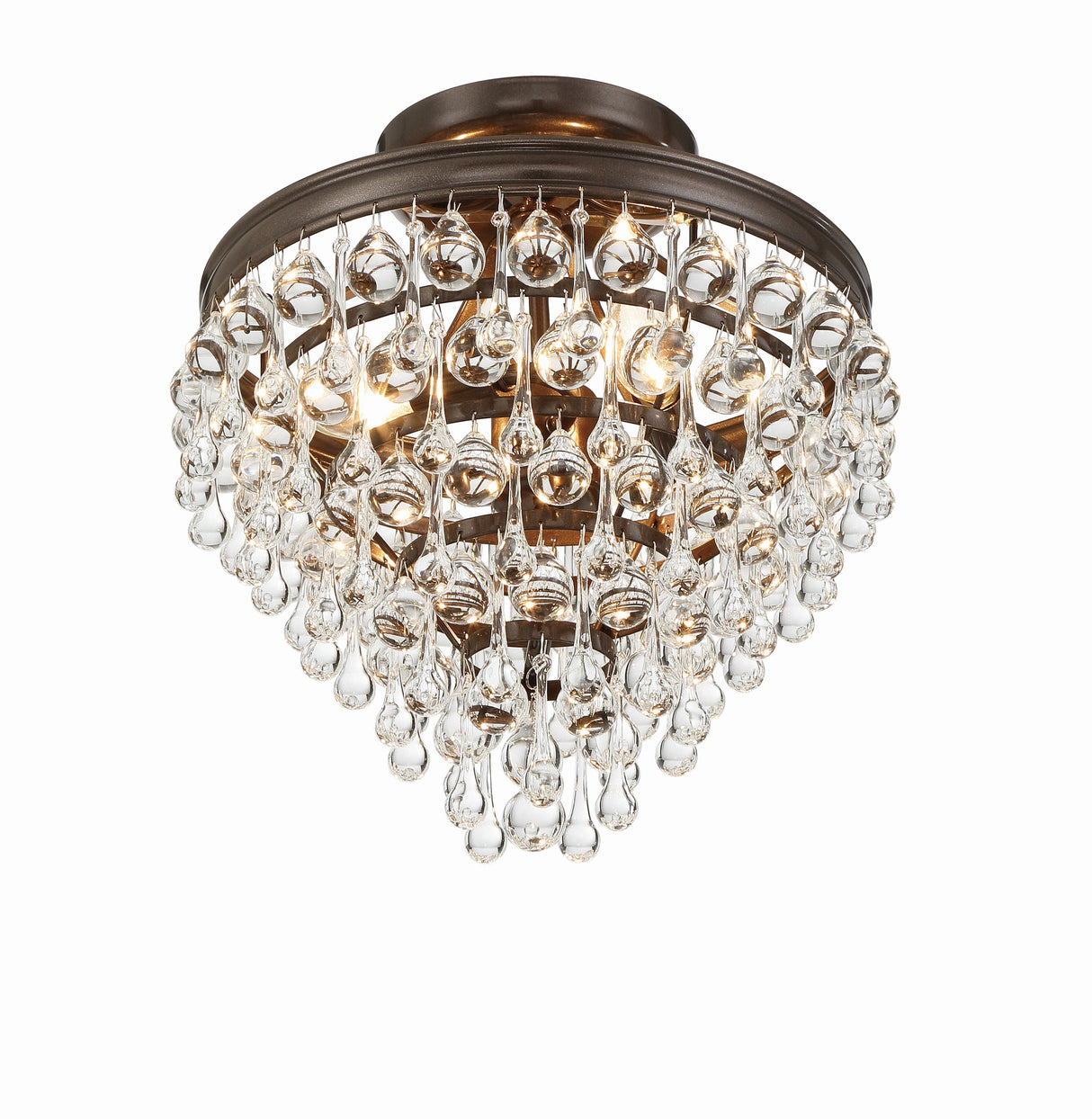 Calypso 3 Light Crystal Teardrop Polished Chrome Semi Flush Mount 130-CH_CEILING